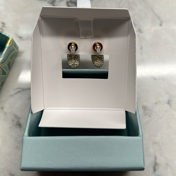 House of Harlow 1960 Glass Stone Earrings Bling Crescent Style New - Picture 2 of 5